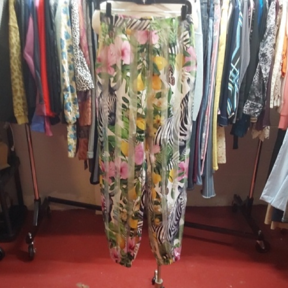 Floral Zebra Print Sheer Women's Dressy Joggers